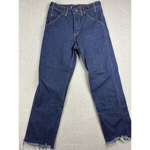 Wild Ass Jeans Mens 32x30 Blue High Rise Workwear Carpenter Frayed Hems USA Y2K